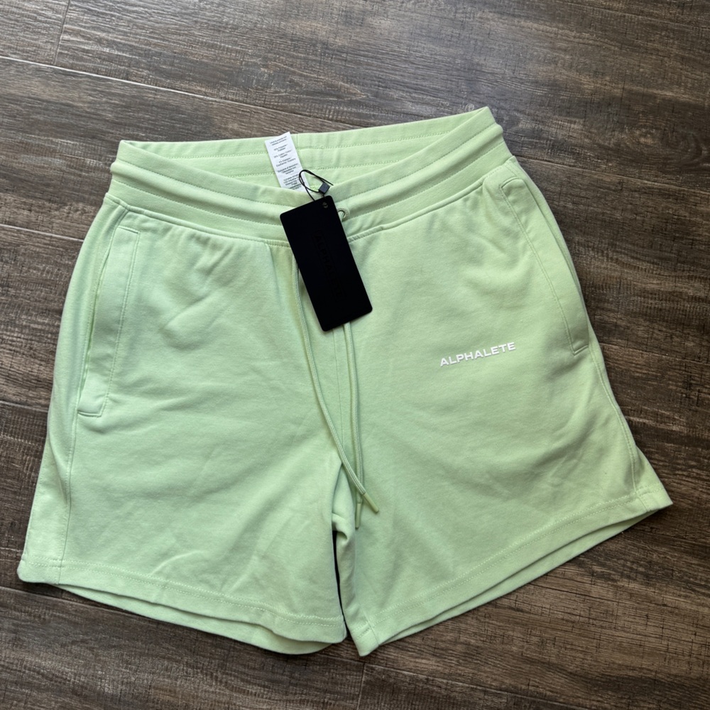 BRAND NEW NWT Alphalete Essential Core Shorts Frozen Spring Size L - Picture 1 of 5